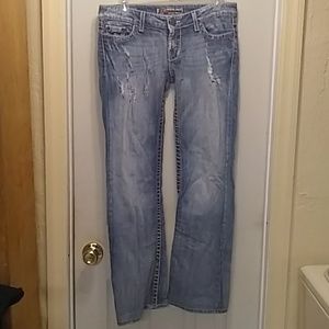 Bke jeans boot leg distressed 27x31 1/2 great cond